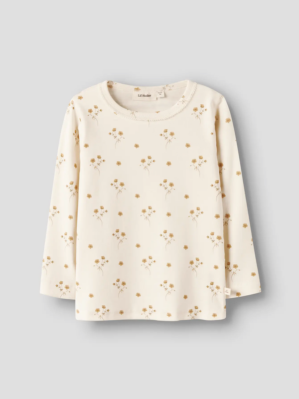 Langarm-Shirt Coconut Milk / Flower Yellow