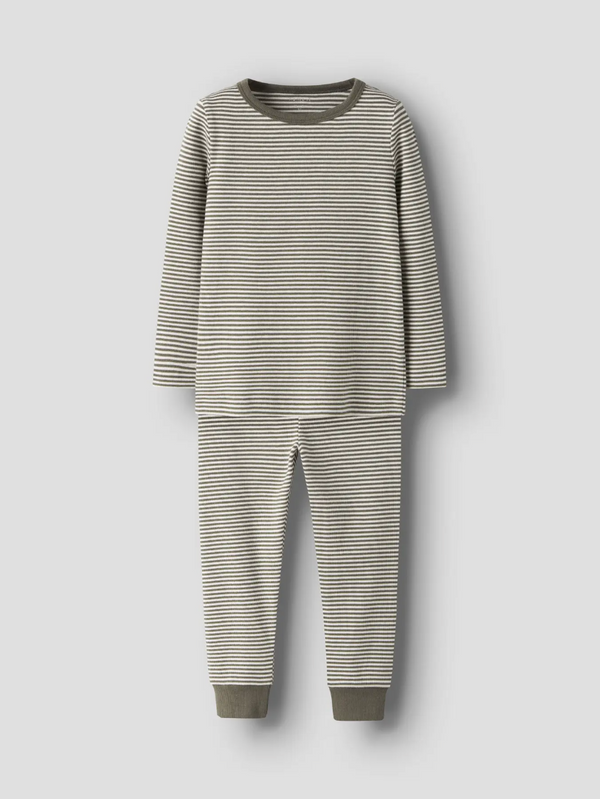 Ribbed Pajamas Dusty Olive Stripes