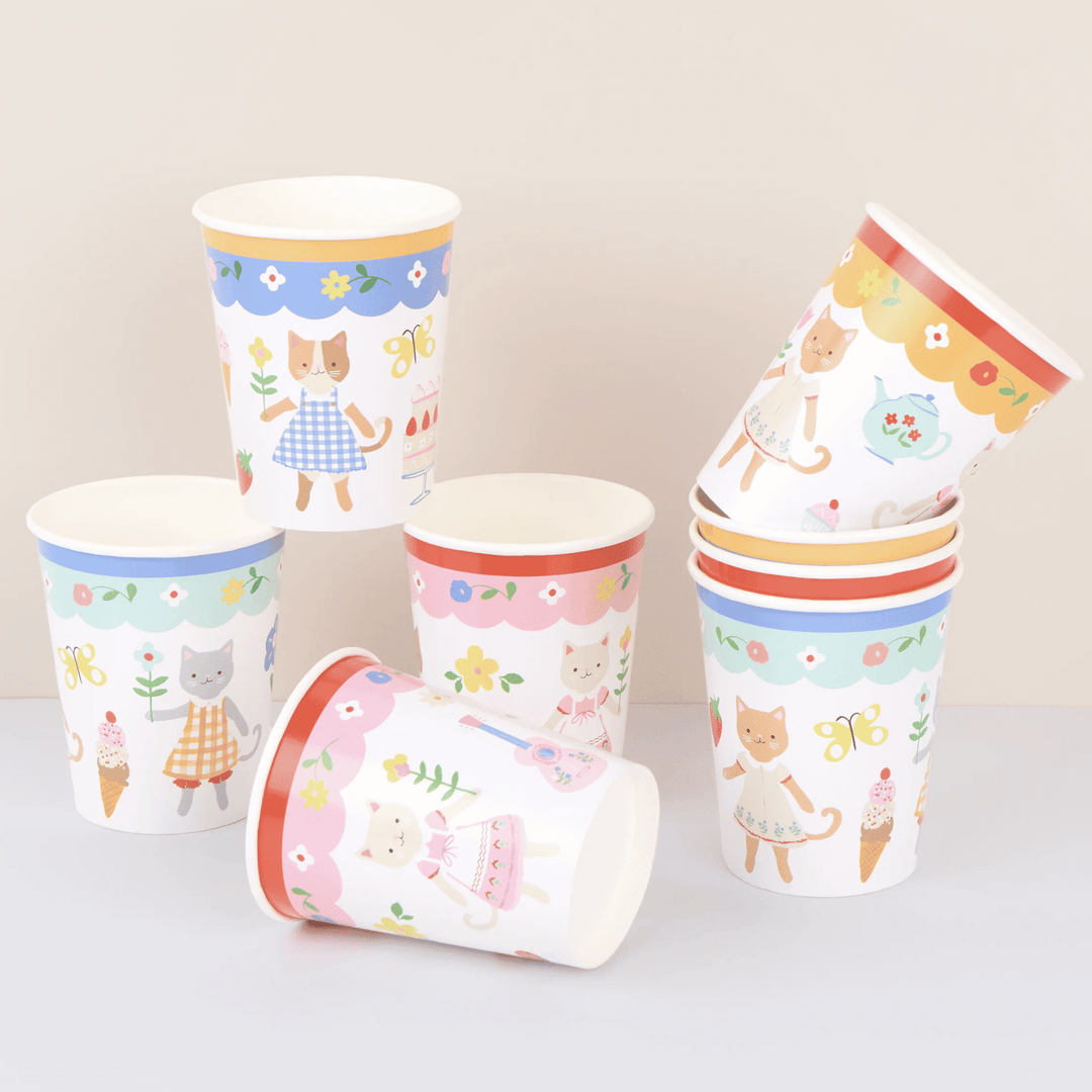 Meri Meri Partybecher Kitten Club im 8er-Set mit Katzenmotiven