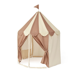 Kids Concept Pavillon-Zelt gestreift in Dusty Braun, 115 × 115 × 138 cm