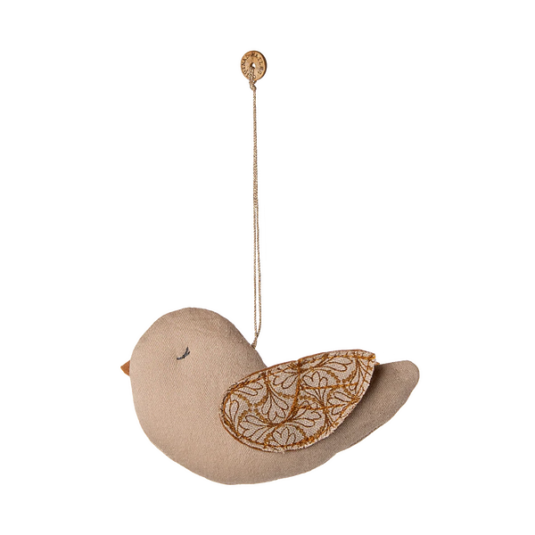 Fabric ornament bird winter heart sand 