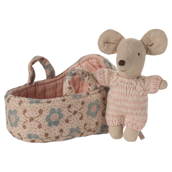 Baby mouse in carrying bag rose 