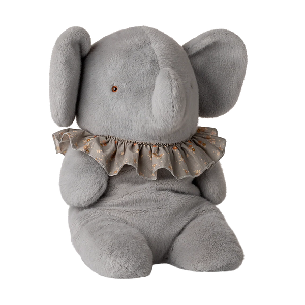 Large Plush Elephant, Blue-Grey 