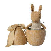 Easter egg with micro rabbit, small, cream-yellow 
