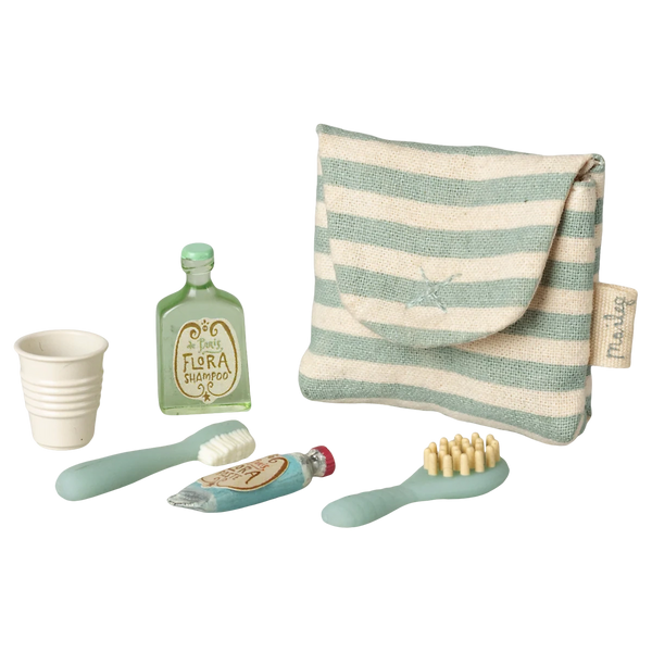 Toothbrush Set in Pouch Mouse Blue Striped