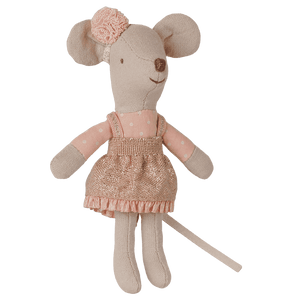 Maileg Fahrer-Maus Kleine Schwester im Glitzerkleid
