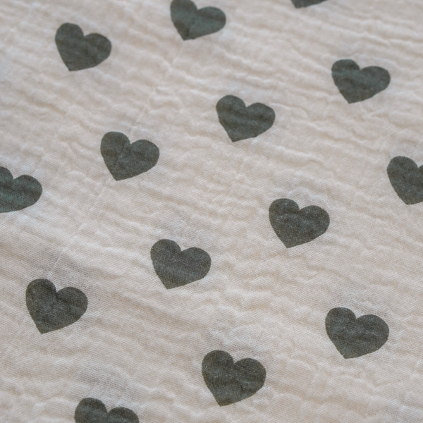 Pack of 3 Green Heart muslin cloths