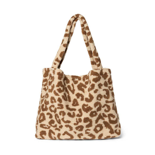 Ecru Leopard Teddy Mom Bag