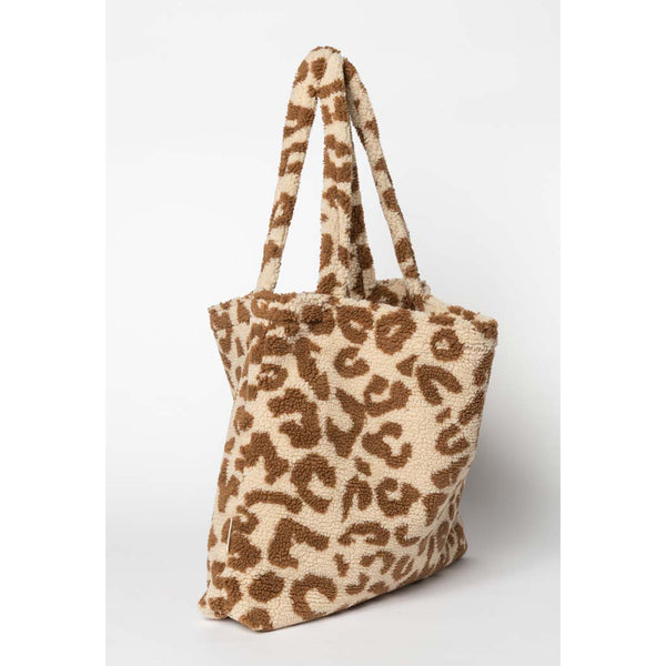 Ecru Leopard Teddy Mom Bag