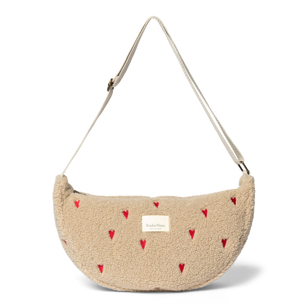 Sac banane Teddy Hearts écru pour adulte