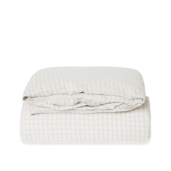 Muslin Duvet Cover Gingham Sky Blue