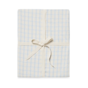Muslin fitted sheet Gingham Sky Blue
