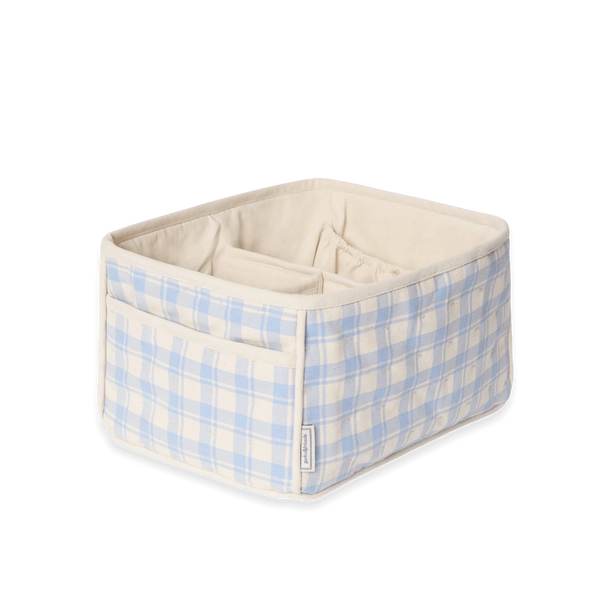 Diaper Caddy Plaid Sky Blue