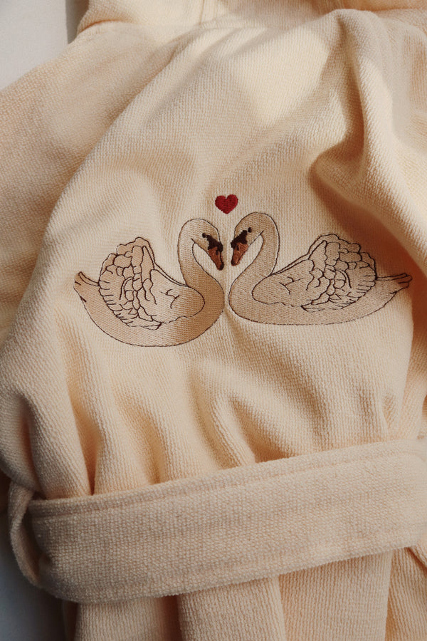 Terry bathrobe Embroidery Swan