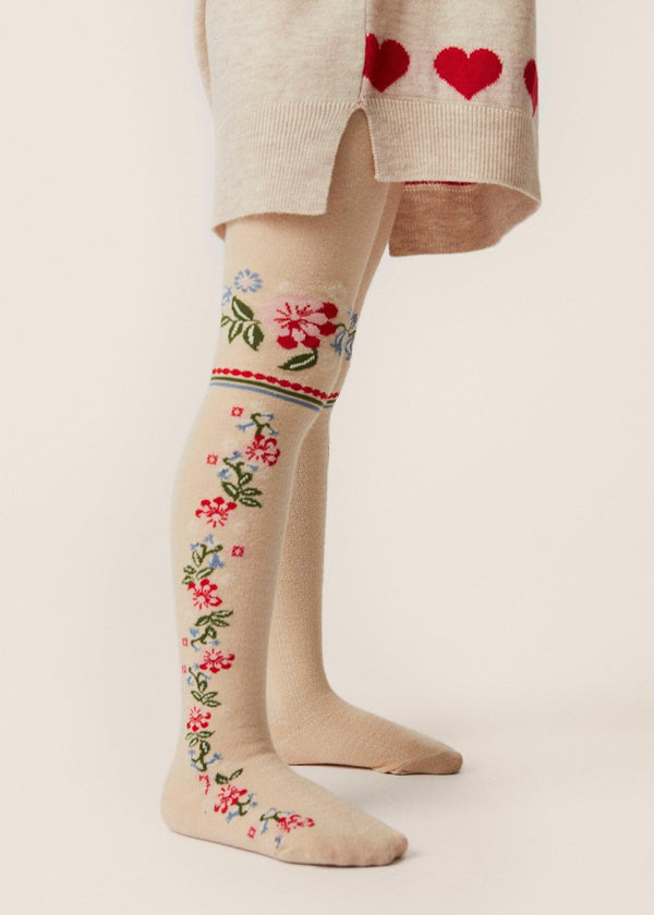 2 pack floral jacquard tights