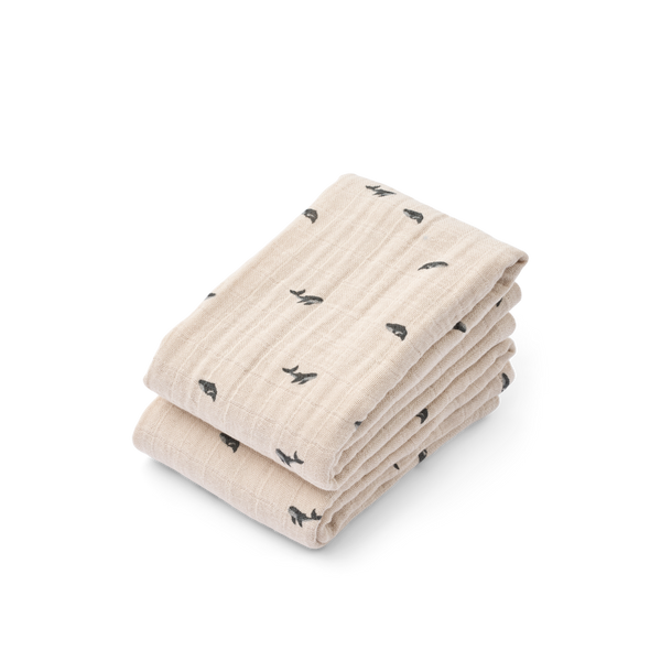 2-pack of muslin cloths Mini Whale Sandy