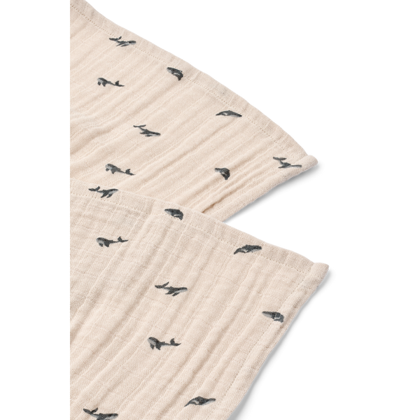 2-pack of muslin cloths Mini Whale Sandy