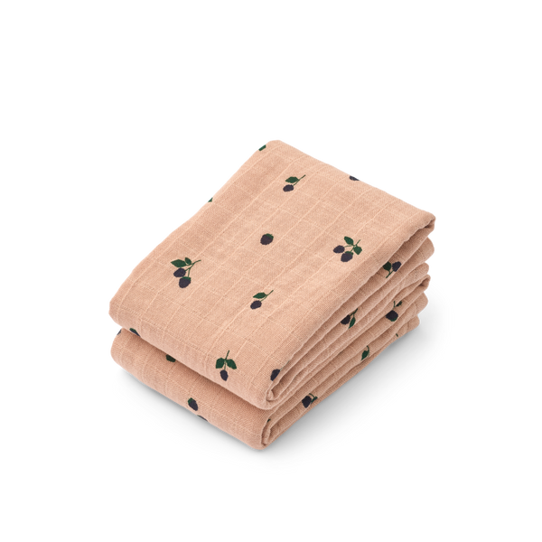 2-pack of muslin cloths Mini Berry / Pale Tuscany