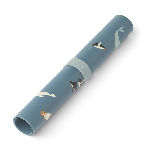 Tischset Jude Arctic Sea von Liewood, flexibles Silikon, schmutzabweisend, ideal für den Tischschutz, Größe 30 x 42 cm.