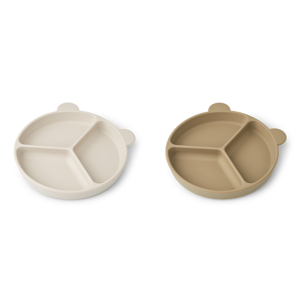 2-Pack Stacy Plate with Suction Cup Sandy / Oat