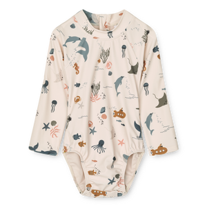 Liewood Maxime Baby Badeanzug mit Ärmel Sea Creatures | Badeanzug | Beluga Kids