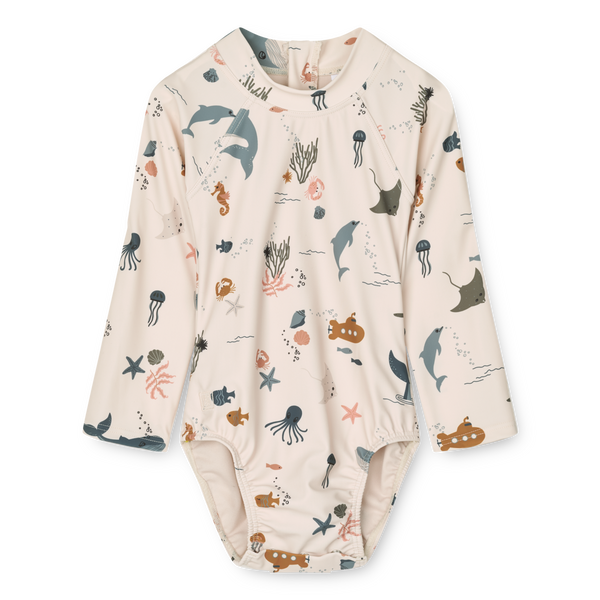 Maxime baby swimsuit with sleeves Sea Creatures 
