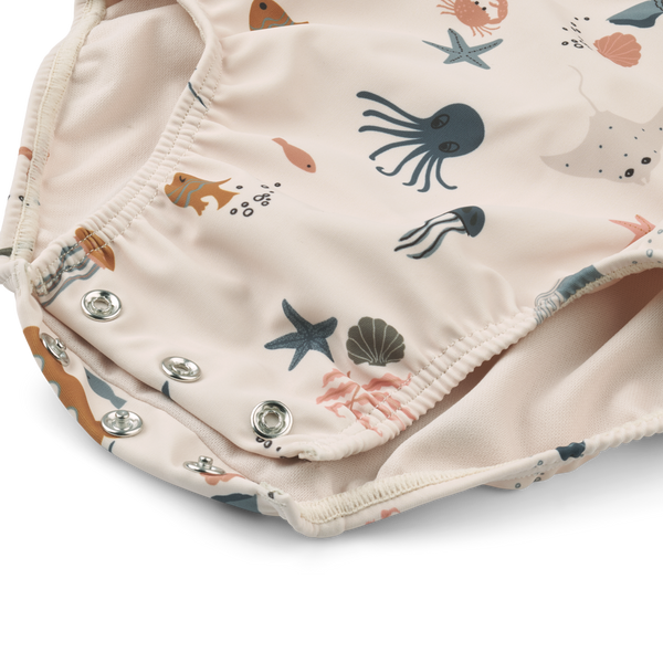 Liewood Maxime Baby Badeanzug mit Ärmel Sea Creatures | Badeanzug | Beluga Kids
