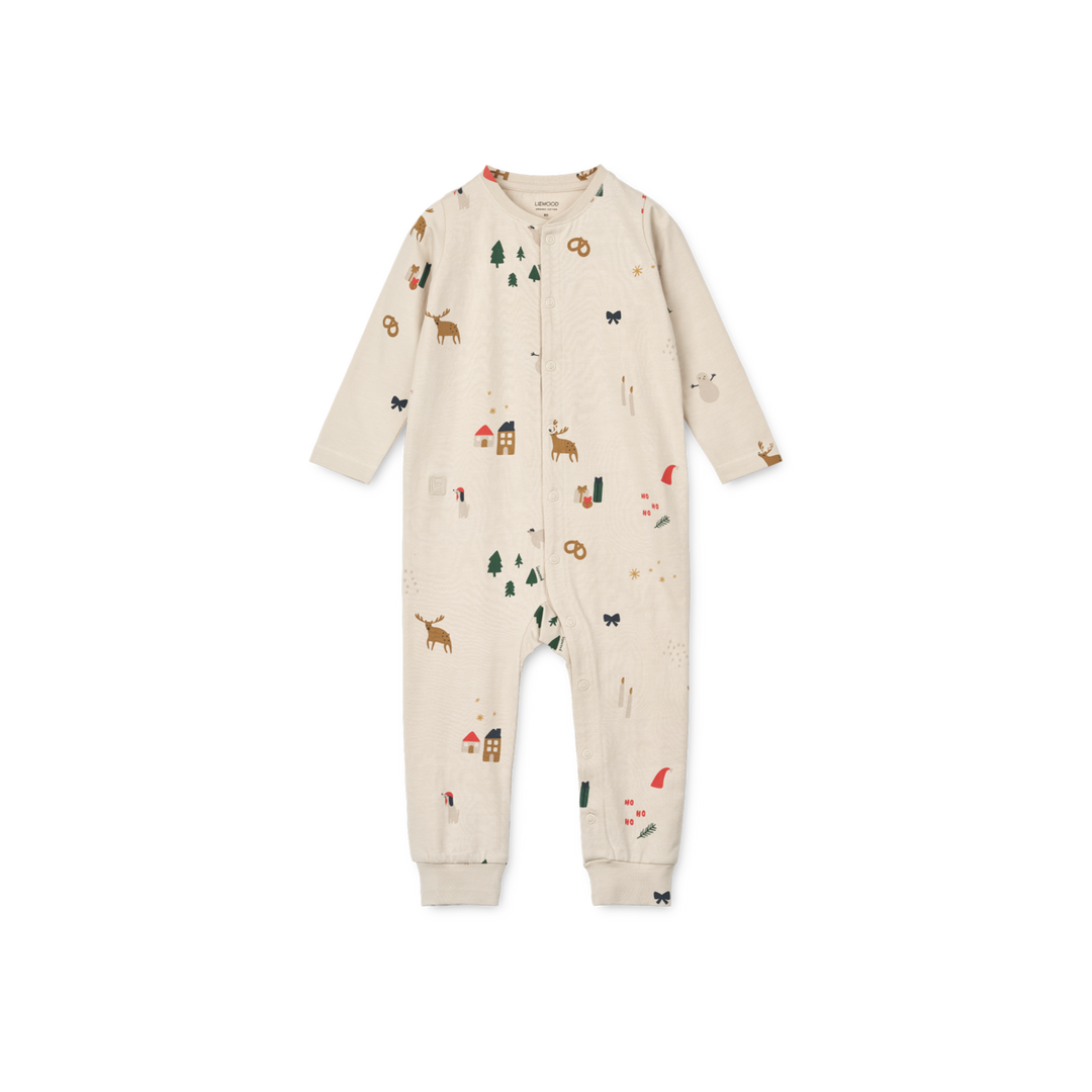 Liewood-Birk Pyjama Jumpsuit Holiday-Beluga Kids