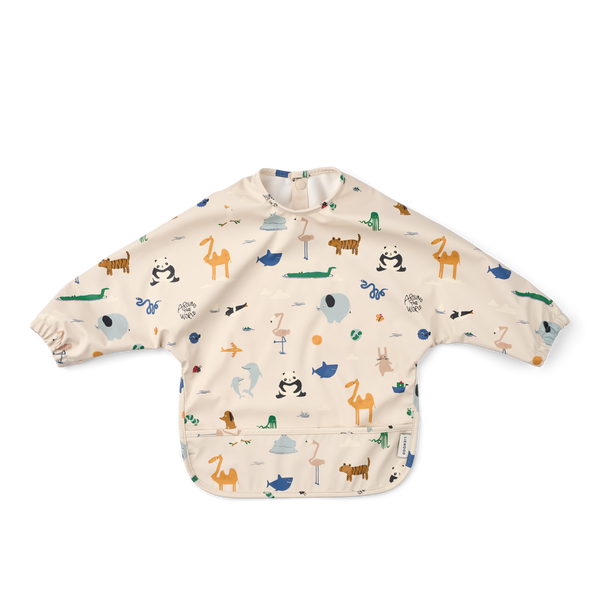 Merle bib with sleeves Around the world