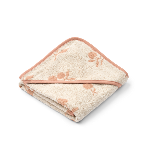 Alba Peach Sea Shell hooded bath towel