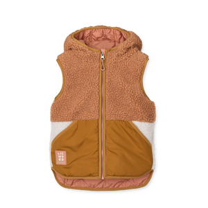 Diana Wendeweste Tuscany Rose Mix, wendbare Fleece- und Steppweste mit Kapuze und praktischen Taschen.