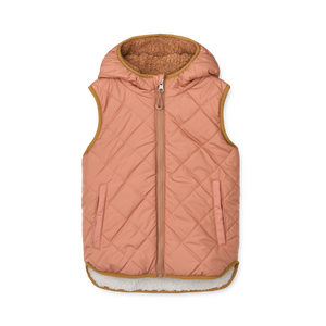 Diana Wendeweste Tuscany Rose Mix, wendbare 2-in-1 Fleece-Weste mit Kapuze und praktischen Taschen.