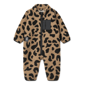 Nolano Baby Pile Overall in Mega Leo Oat, soft and cozy, perfect for chilly days and winter layering.