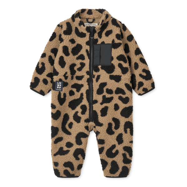 Nolano Baby Pile Overall in Mega Leo Oat, soft and cozy, perfect for chilly days and winter layering.