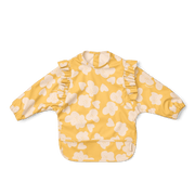 Merle ruffled bib with sleeves Flower / Lemon yellow