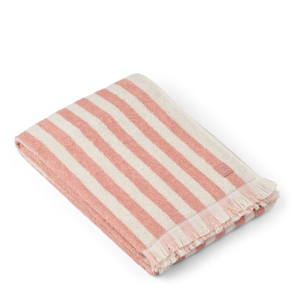 Summer beach towel Coral Blush / creme de la creme stripe 