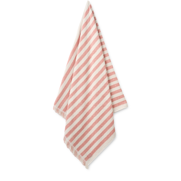 Summer beach towel Coral Blush / creme de la creme stripe 