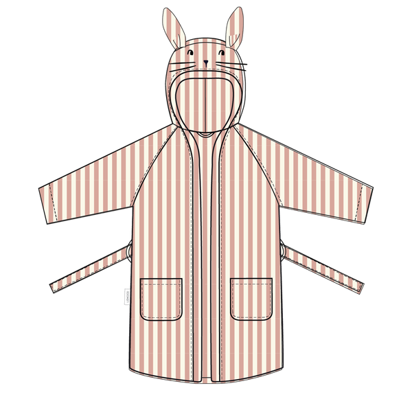 Lily Bademantel Coral blush / creme de la creme stripe