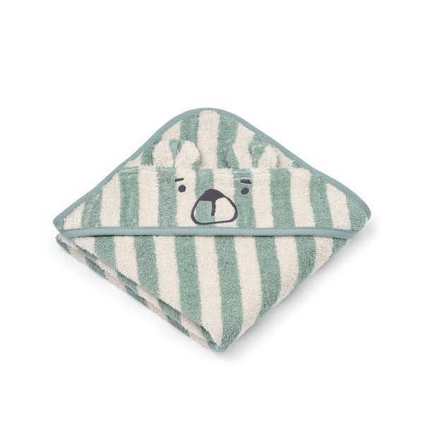 Albert hooded bath towel Peppermint / creme de la creme stripe