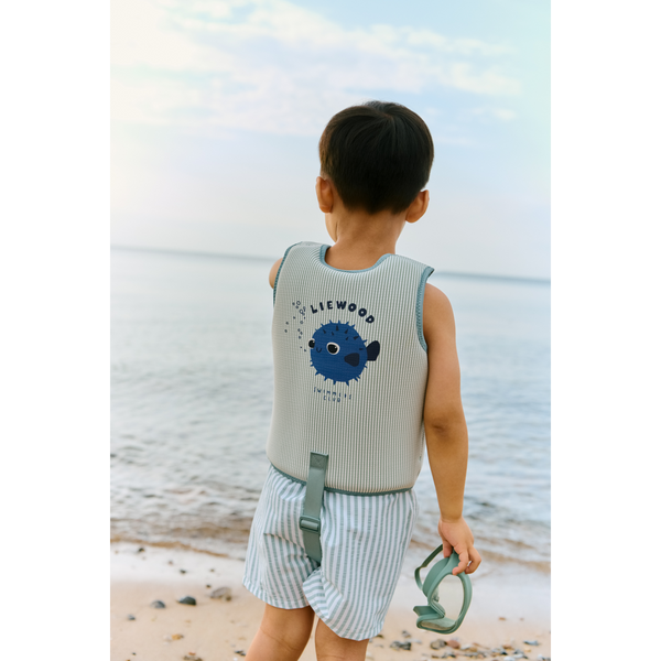 Dove Seersucker Swim Vest Peppermint / Sandy