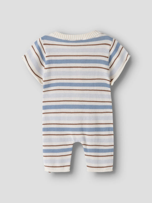 Knitted romper Coconut Milk / Dusty Blue
