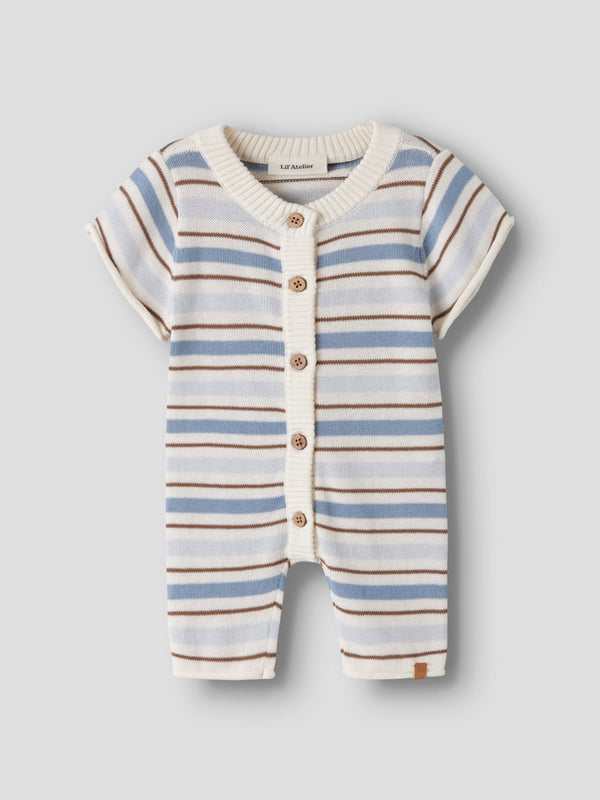 Knitted romper Coconut Milk / Dusty Blue