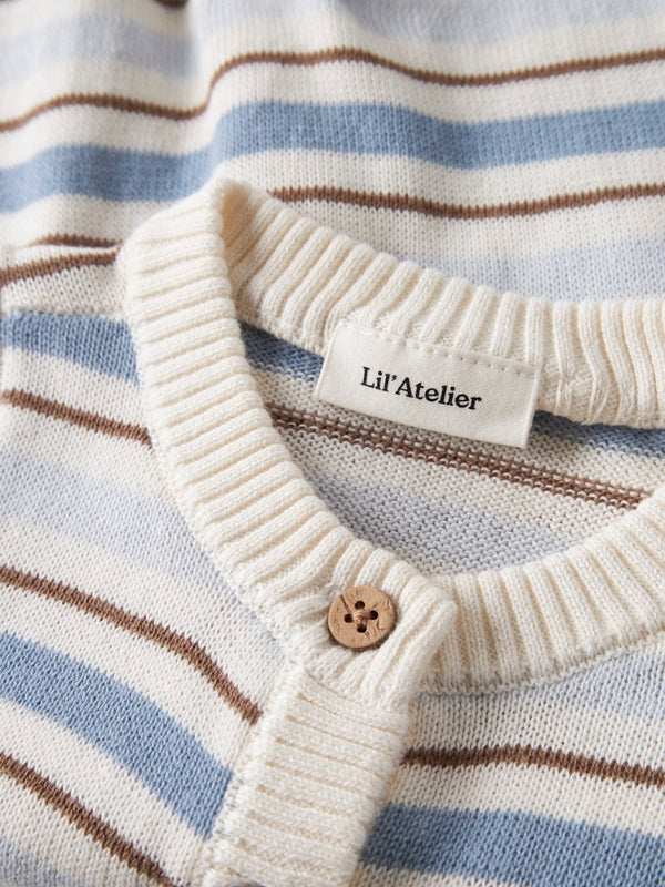Knitted romper Coconut Milk / Dusty Blue