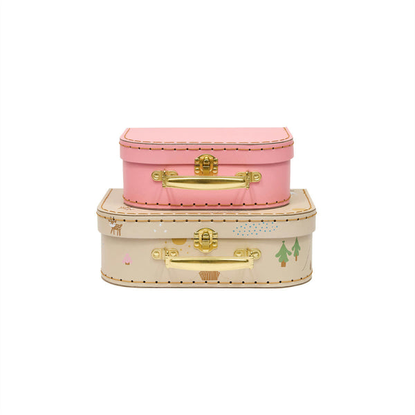 Set of 2 suitcases Friends in the forest Deer &amp; Duck