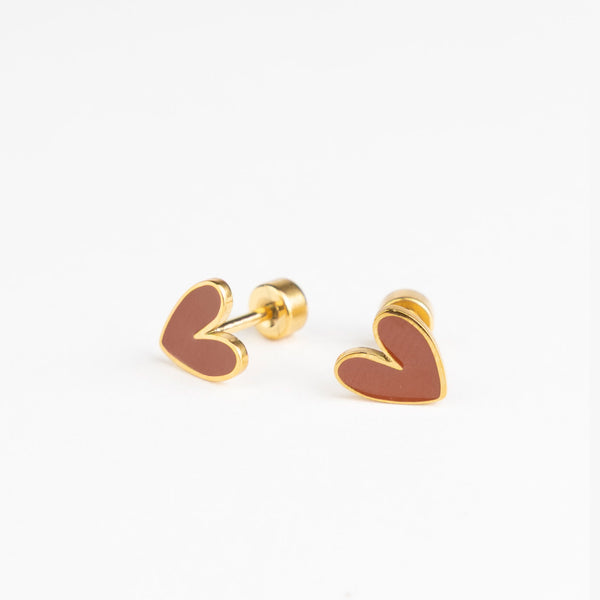 Organic Heart Stud Earrings