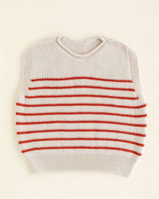 Merino vest Harvey Cream / Red