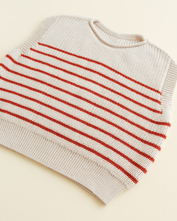 Merino vest Harvey Cream / Red