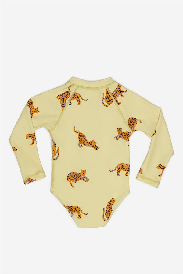 Long-Sleeve Swimsuit Pink Leopard