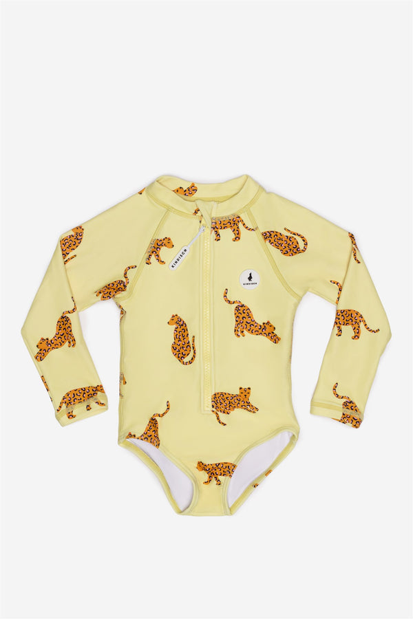 Long-Sleeve Swimsuit Pink Leopard