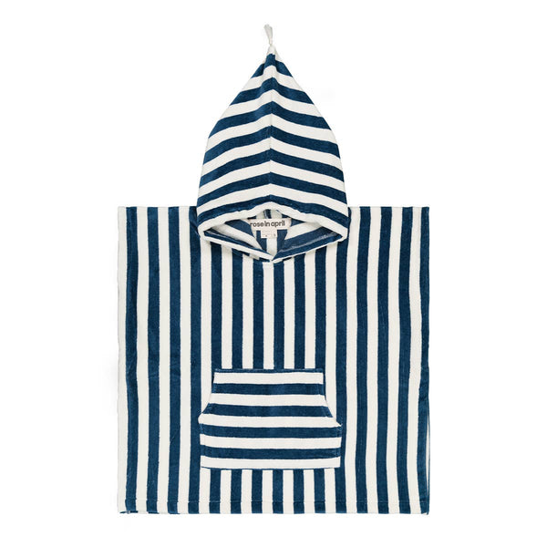 Poncho de bain Suzon Rayures bleu nuit